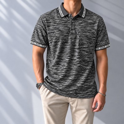 Premium Polo - [Black & Grey Melange]