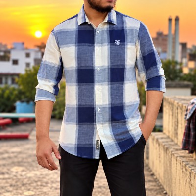 Men's Stylish Shirt - [ Navy Plaid ]