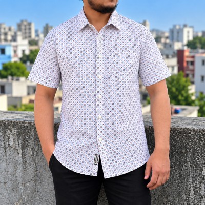 Men's Stylish Shirt - [ White Floral Print ]
