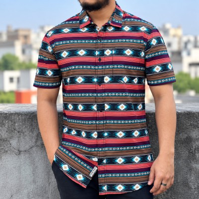Men's Stylish Shirt - [ Vibrant Geometric Shirt in the City ]