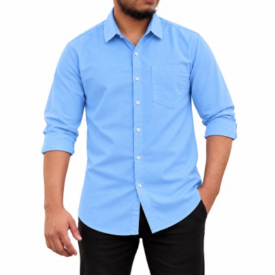 Men's Stylish Solid Full Shirt - [ SKY ]