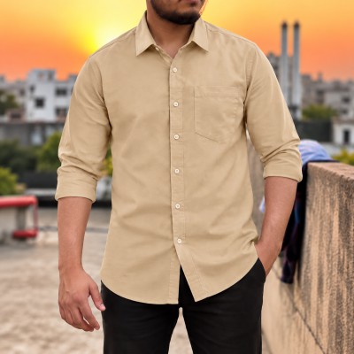 Men's Stylish Solid Full Shirt - [ BROWN ]
