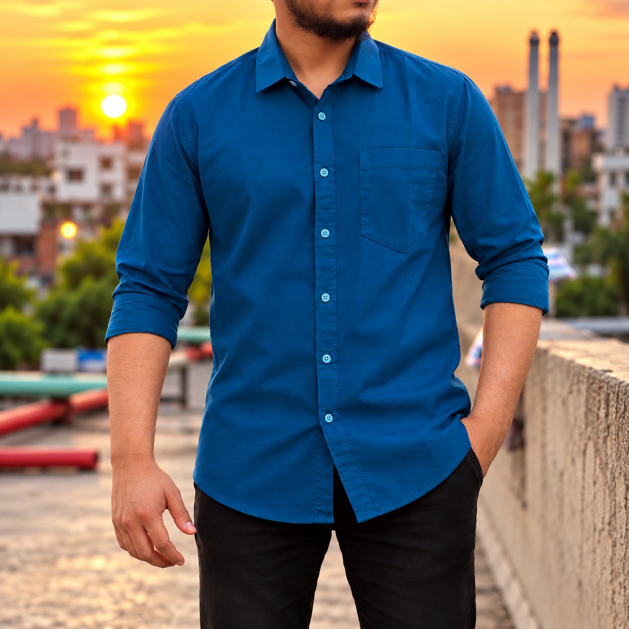 Men's Stylish Shirt - [ Teal ]