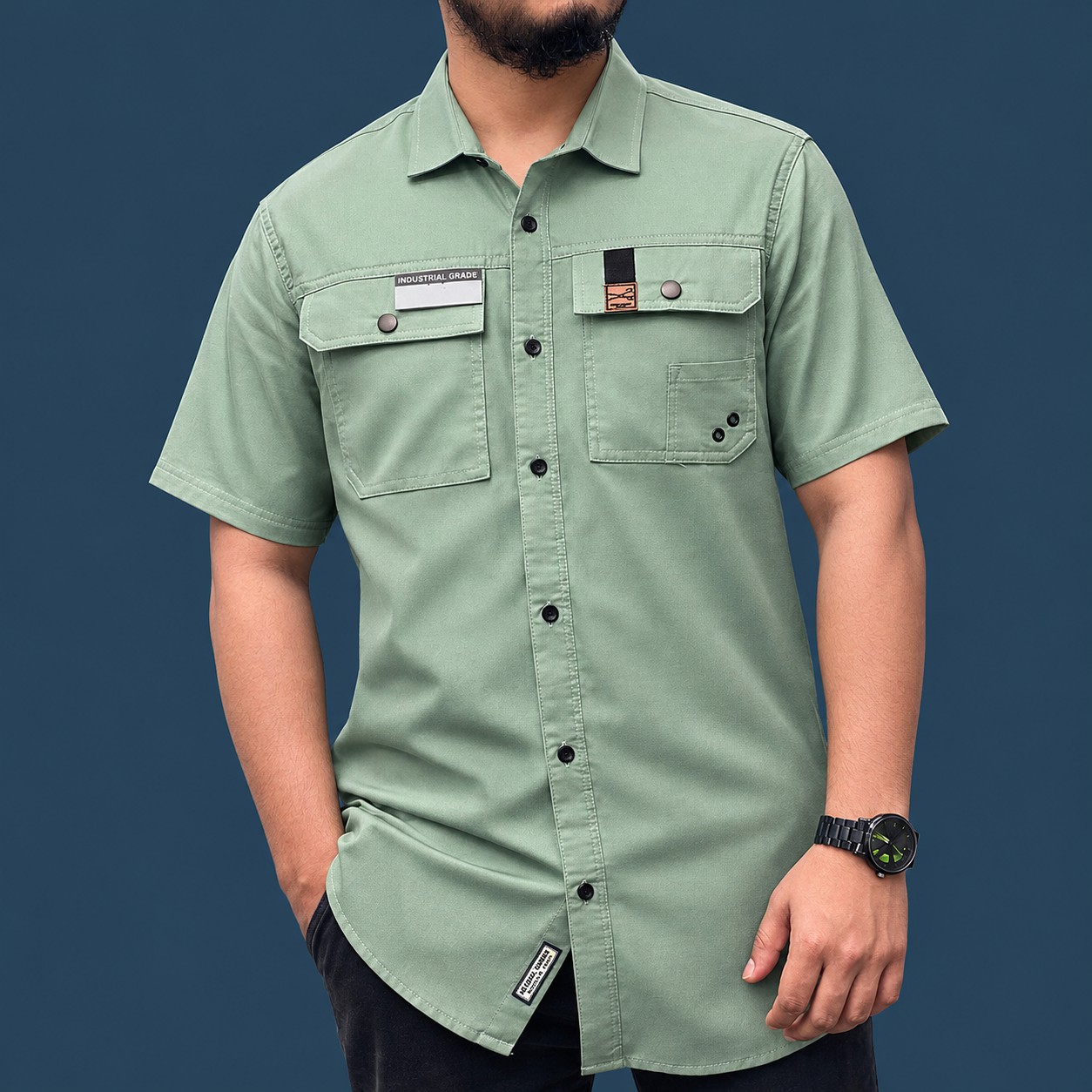 Men's Stylish Shirt - [ Industrial Grade Utility Shirt Portrait ]