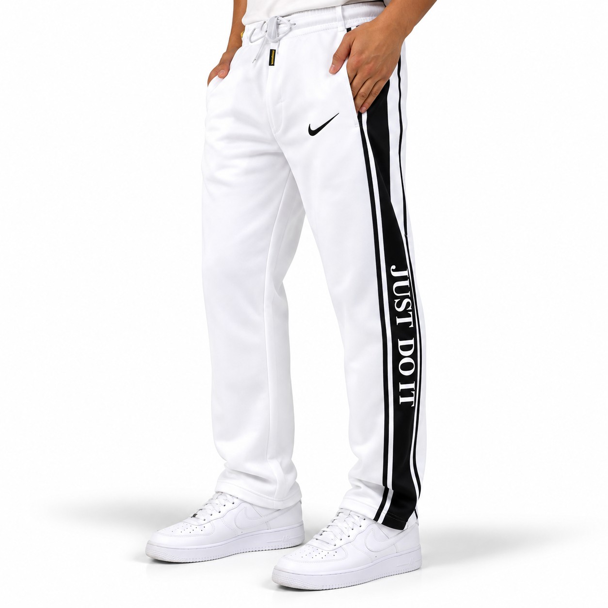 PREMIUM COTTON JOGGERS-JUST DU IT WHITE